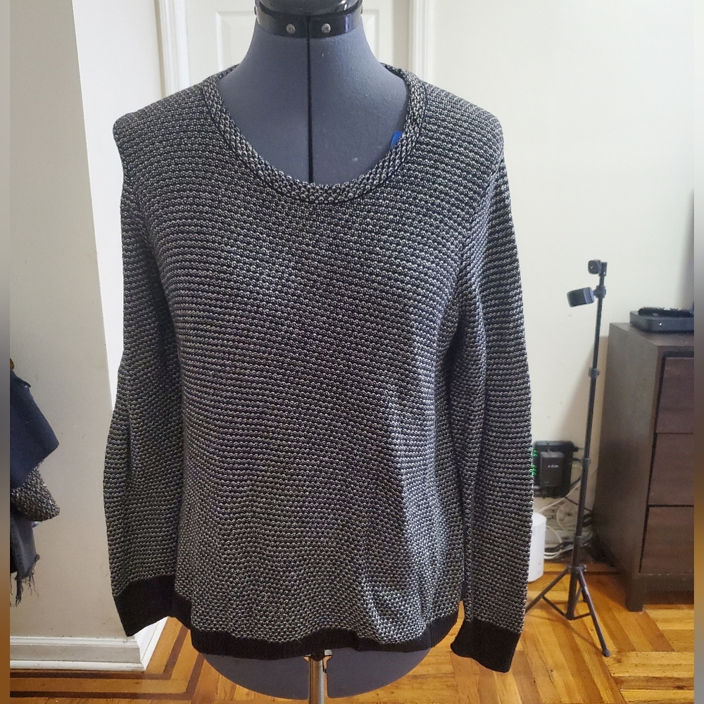 Madewell Riverside Pullover Crewneck Speckled Sweater Black And White Size M - Picture 3 of 5